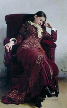  esposa Lienzo - Resto retrato de Vera Repina, la esposa del artista 1882 Ilya Repin
